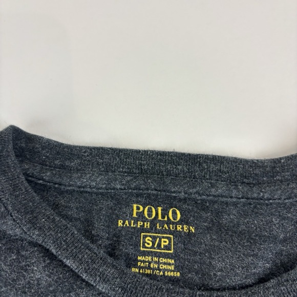 Polo Ralph Lauren Small T Shirt Long Sleeve Dark Heather Gray Crewneck Cotton - Picture 4 of 7